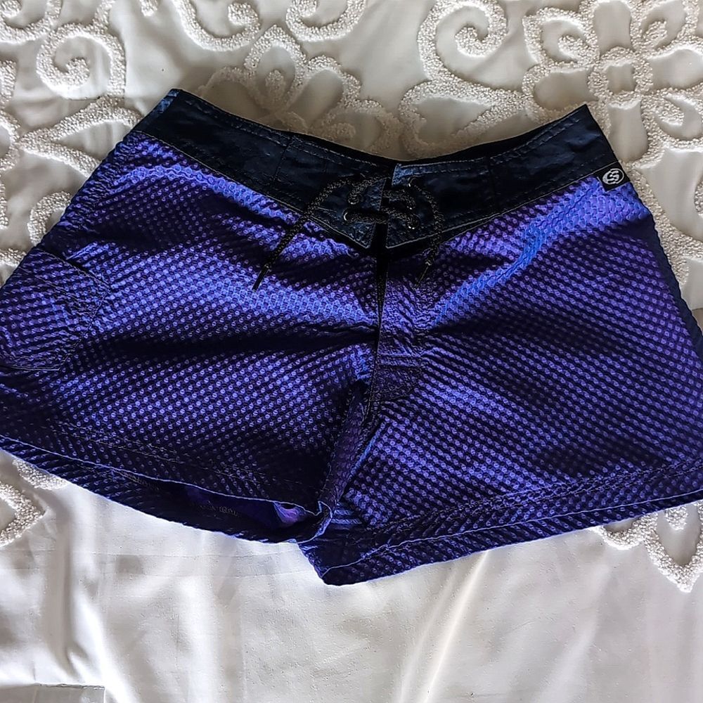 1990s Vintage Metallic Surf Style Short Shorts